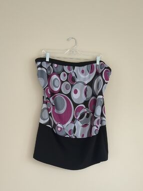 14/16 Lane Bryant Tube Top Black Metallic Threading Purple Gray